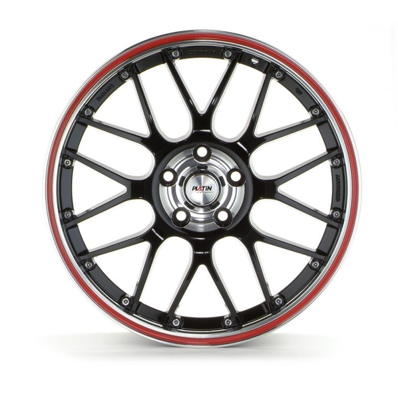 JANTE PLATIN P 61 Noir, bord poli, liseret rouge