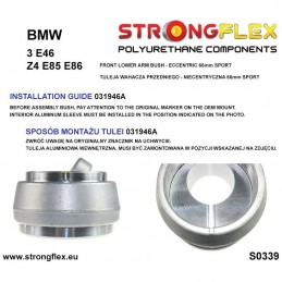 Silentbloc excentrique 66mm de palier de triangle avant E46 type Sport 90ShA